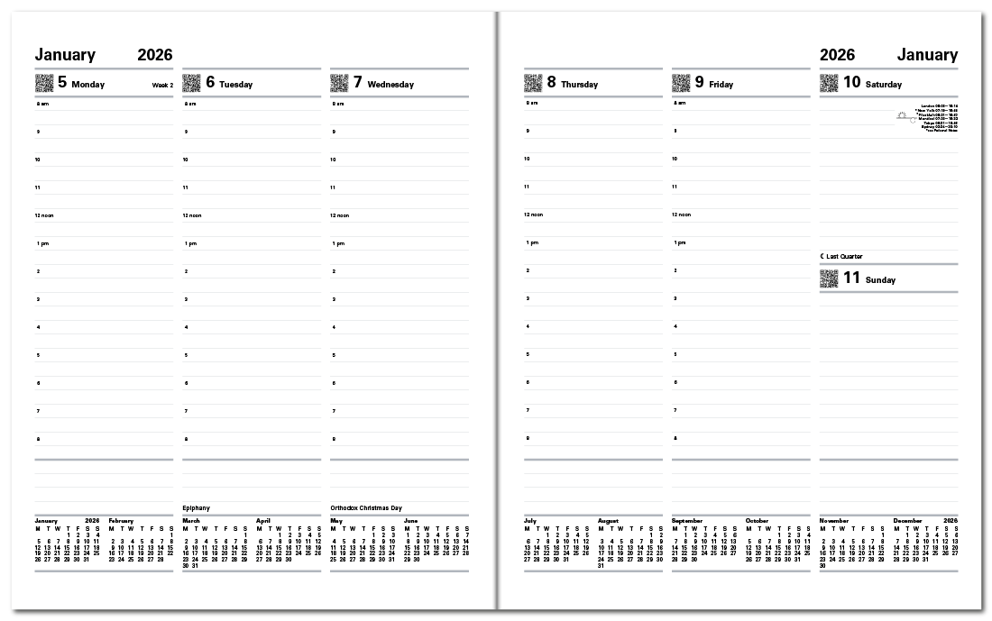 Executive Quarto Week to View Appointment Diary