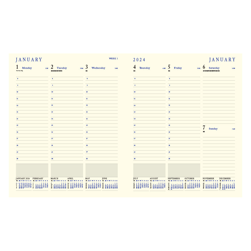 Classic Cream Week to View Diary Quarto