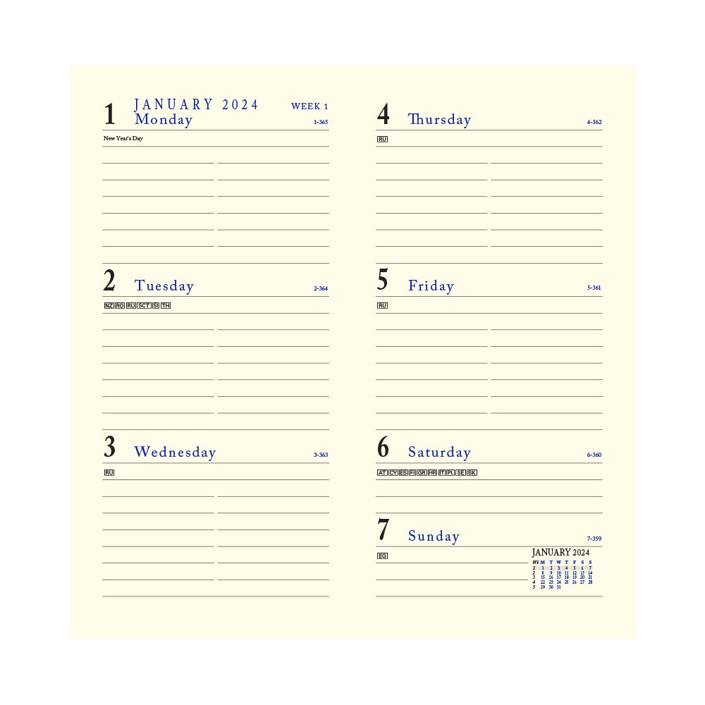 Classic Cream Week to View Diary Slim