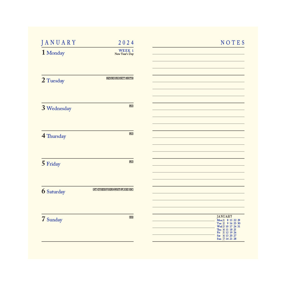 Lexicon Week to View Diary with Notes Slim