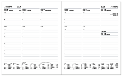 Executive Quarto Week to View Appointment Diary