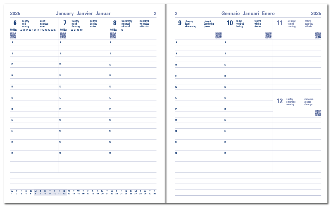 Milano Quarto Week to View Appointment Diary - Multilanguage