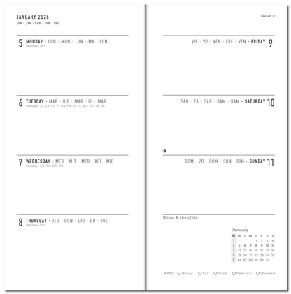 Verona Slim Week to View Diary - Multilanguage