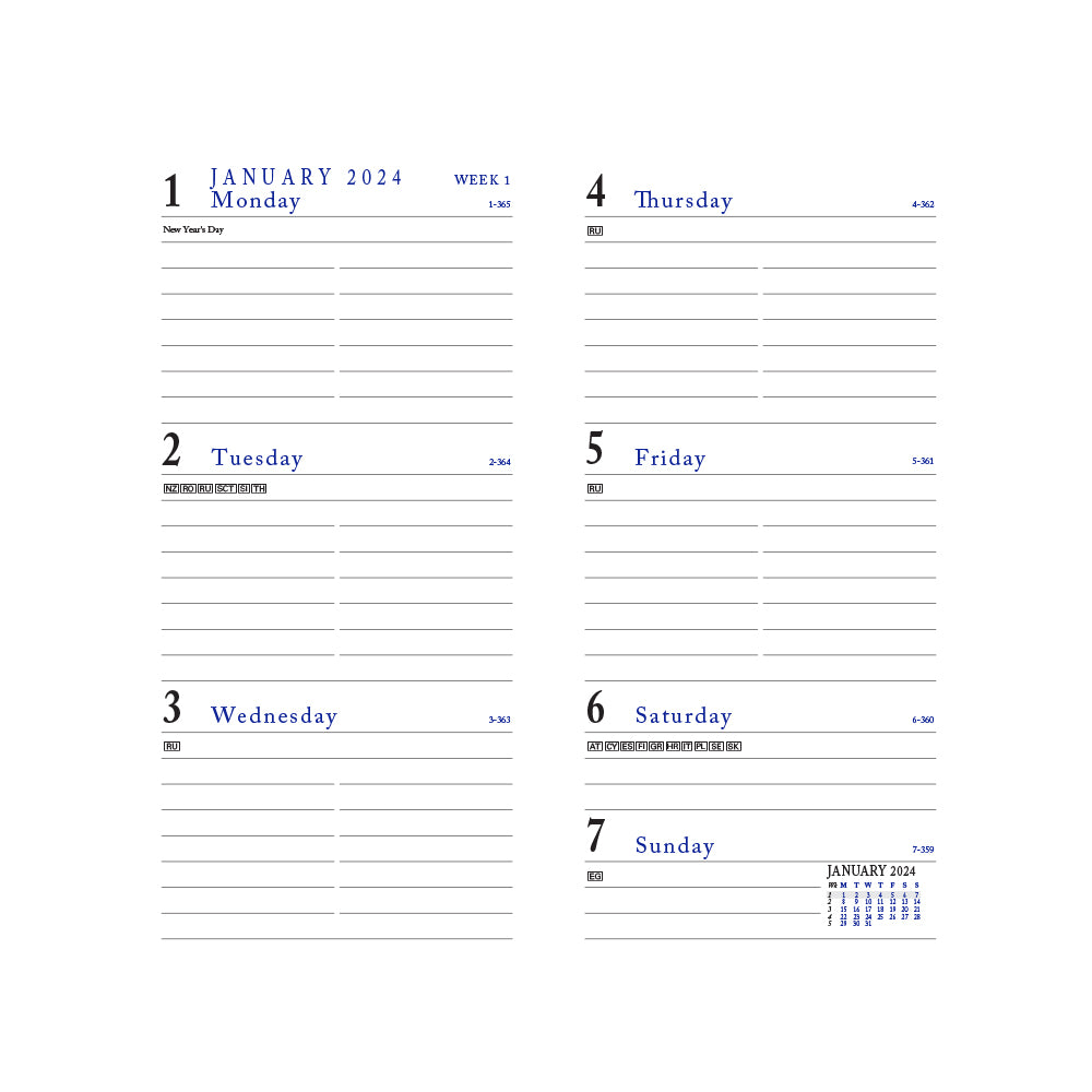 Classic White Week to View Diary Slim
