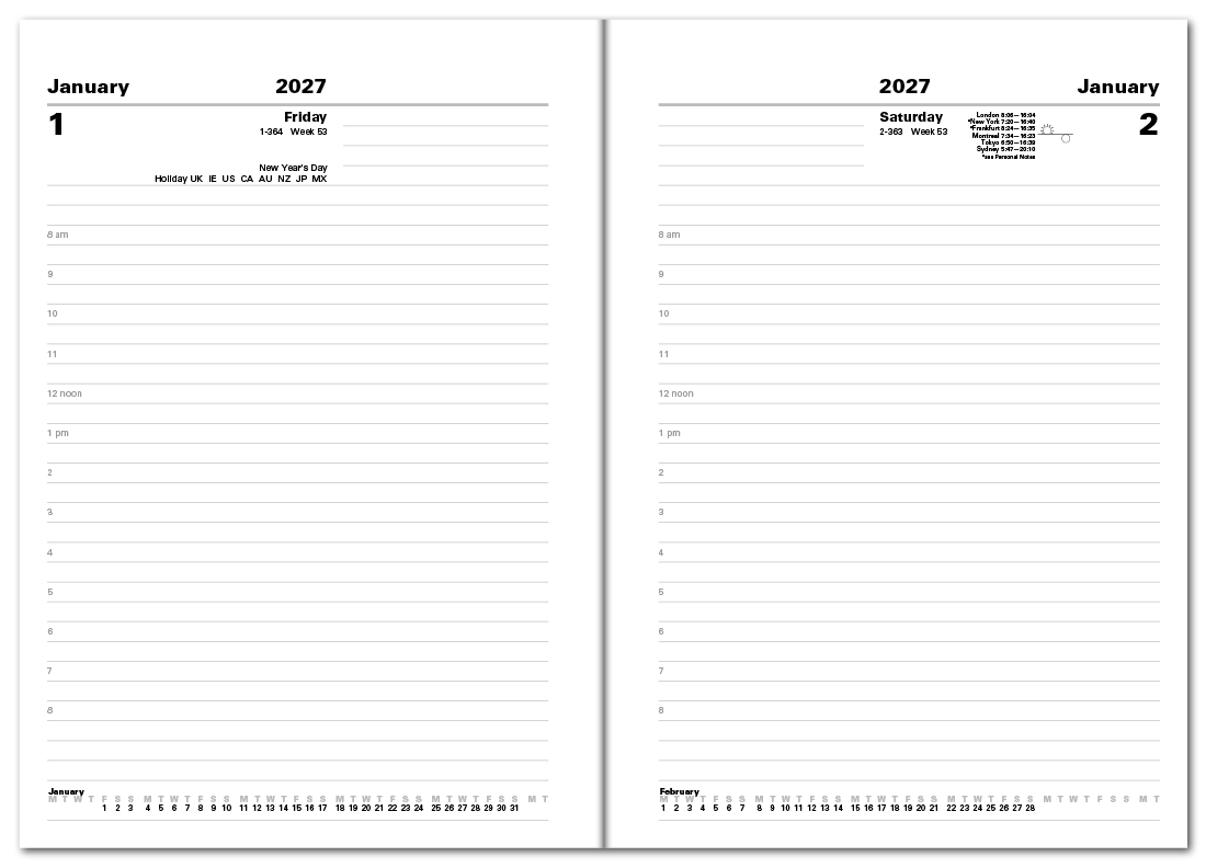Classic A5 Day to a Page Appointment Diary