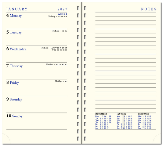 Comb Bound Pocket Week to View with Notes Diary Inset